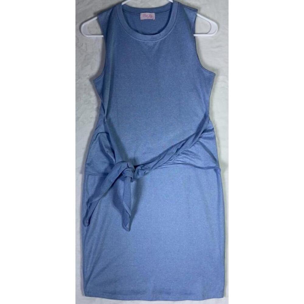 Pink Lady Womens Scoop Neck Sleeveless Romper Dress Tie Light Blue Small Bodycon - Picture 1 of 12